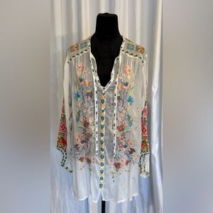 Johnny Was Multicolor Embroidered Blouse